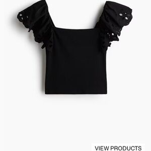 H&M Black Puff Sleeve Blouse